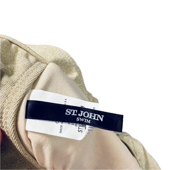 St. John’s Swim Goddess Bandeau Strapless one-piece swimsuit gold shimmer Sze 10 - Picture 3 of 11